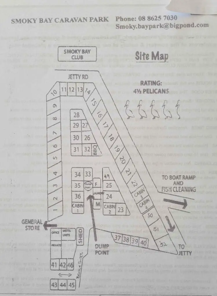 site map smoky bay caravan park